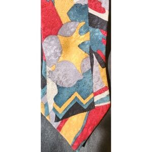 Italianissimo 100% Silk Richly Colored Italian Geometric Patterned Tie  Rn 43170